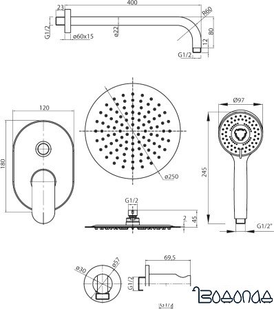 Душевая система Valvex Carre 2449990