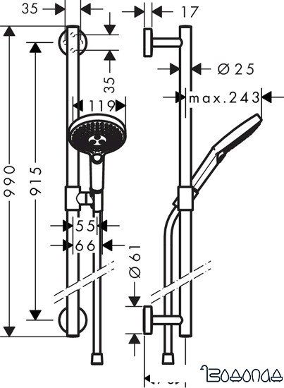 Душевой гарнитур Hansgrohe Raindance Select S 26322000 (хром) фото 4