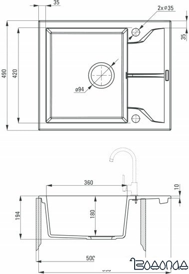Кухонная мойка Deante Andante 211A (графитовый) Кухонная мойка Deante Andante 211A (графитовый)