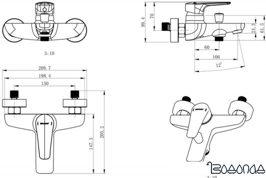 Смеситель Bravat Arden F6351385CP-01-RUS