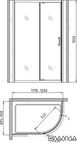 Душевой уголок Gemy Sunny Bay S28202 120x90 фото 4