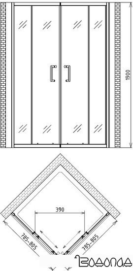 Душевой уголок Gemy Victoria S30152 80x80 фото 4