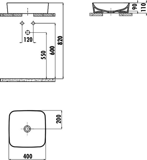 Умывальник Creavit Ultra 40x40 UL040-00CB00E-0000 фото 2
