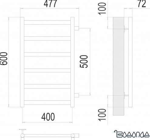 Полотенцесушитель TERMINUS Аврора П6 400х600