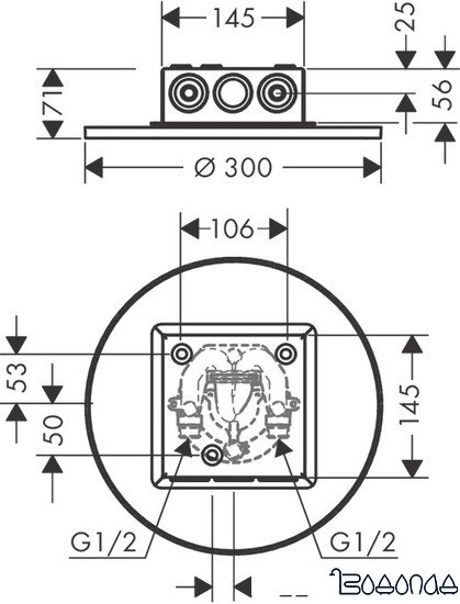Верхний душ Axor ShowerSolutions 300 2jet 35305000