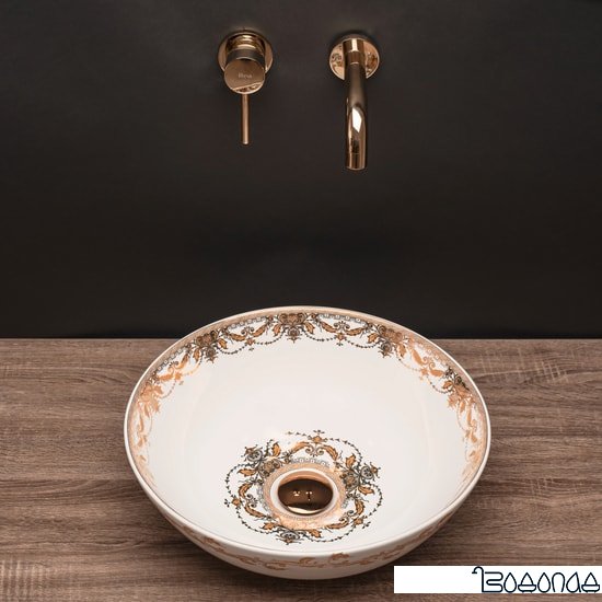Умывальник Rea Elita (белый/золотистый) фото 4
