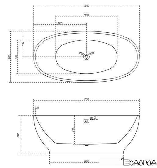 Ванна Abber 165x80 AB9207 фото 4