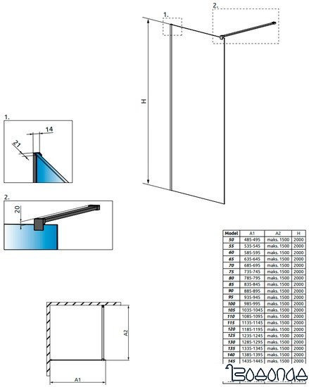 Душевая стенка Radaway Modo New Black II 110