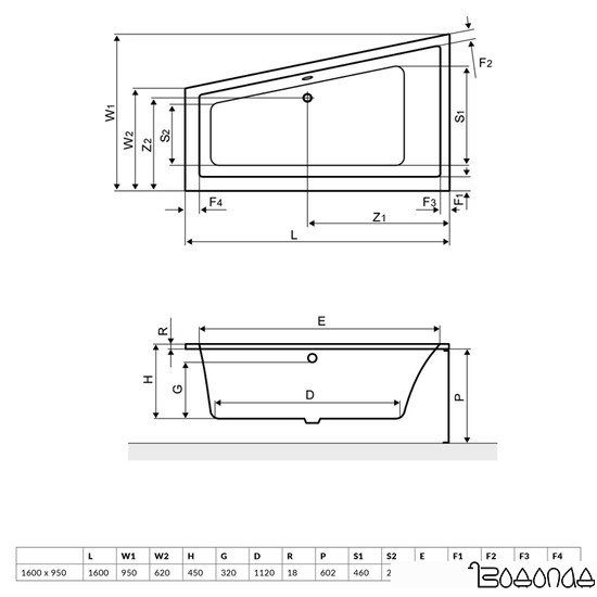 Ванна Excellent M-sfera slim right 160x95 [WAEX.MSP16WHS] фото 3