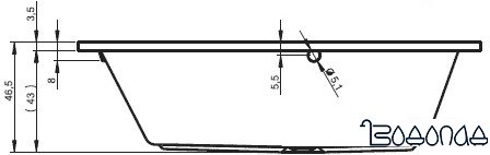 Ванна Riho Lyra 170x110 (правая, без ножек)