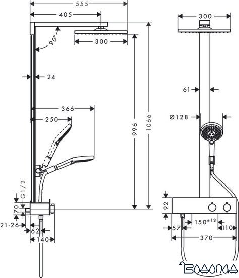 Душевая система Hansgrohe Raindance E Showerpipe 300 1jet 27362000 (хром)