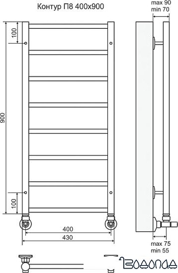 Полотенцесушитель TERMINUS Контур П8 (430x900)