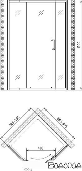 Душевой уголок Gemy Victoria S30071A 90x90 фото 4