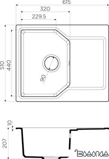 Кухонная мойка Omoikiri Yonaka 61-BE 4993632 фото 2