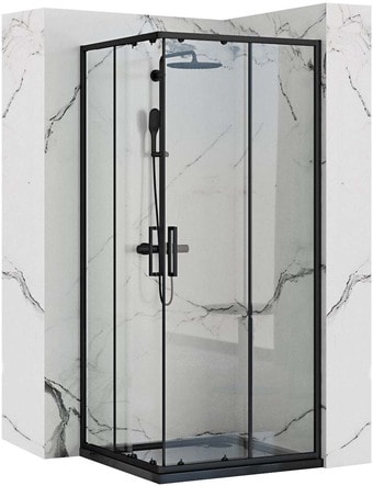 Душевой уголок Rea Punto 90x90 (черный/прозрачное стекло)
