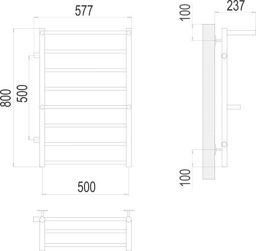 Полотенцесушитель TERMINUS Анкона П8 500х800 бп слева