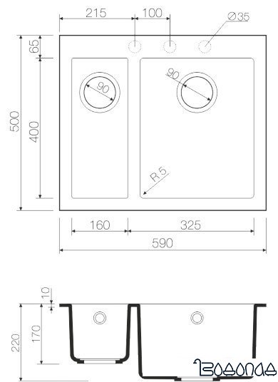 Кухонная мойка Omoikiri Bosen 59-2-CH [4993245]