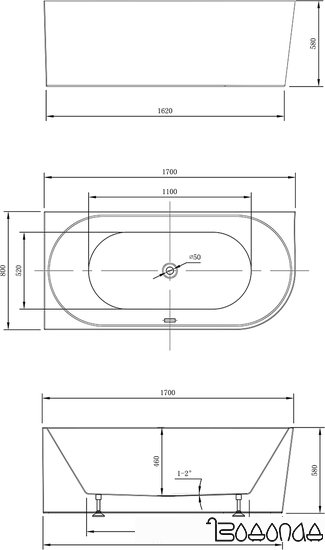 Ванна Vincea VBT-402-1700L 170x80L фото 4