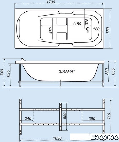 Ванна Triton ДИАНА 170x75