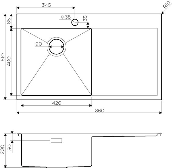 Кухонная мойка Omoikiri Akisame 86 IN-R фото 2