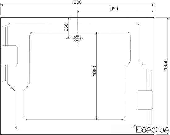 Ванна Cezares Plane Duo 190x145 фото 4