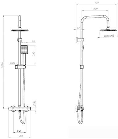 Душевая система Deante Neo Joko Square NBJ 051T