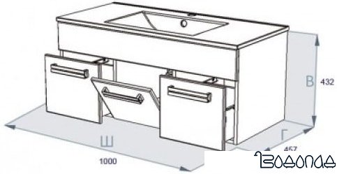 Triton Тумба Ника-100 под умывальник Triton 825Е 1000 (белый) фото 4