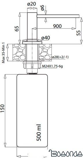 Дозатор для жидкого мыла Aquasanita DS-601 (черный металлик) фото 2