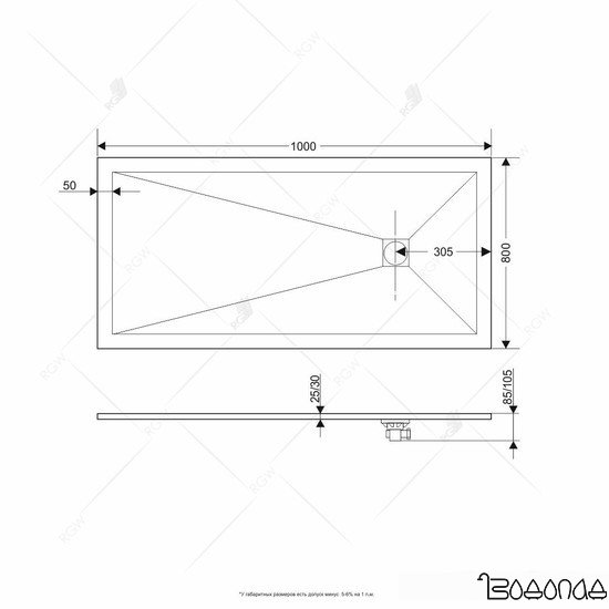Душевой поддон RGW ST-0108W 16152810-01 80x100