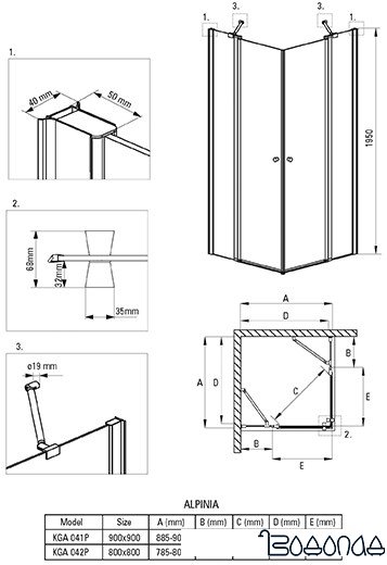 Душевой уголок Deante Alpinia 80x80 KGA 042P