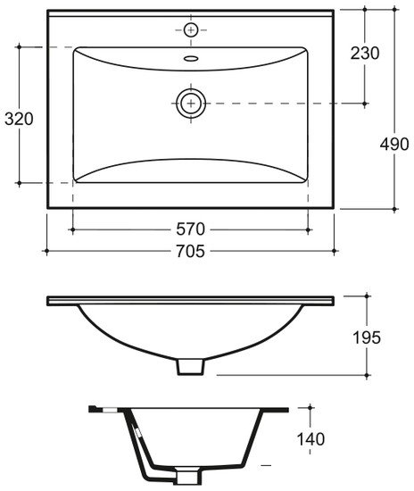 Умывальник Керамин Бергамо Нова 70 (белый) фото 3