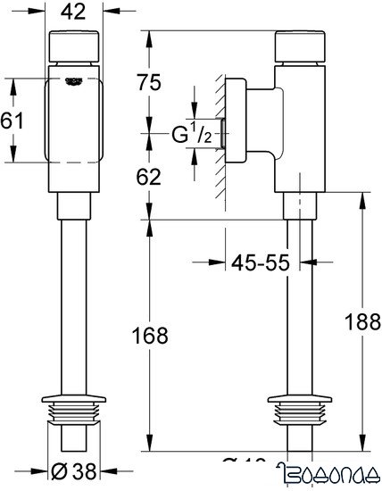 Смывное устройство Grohe Rondo 37346000