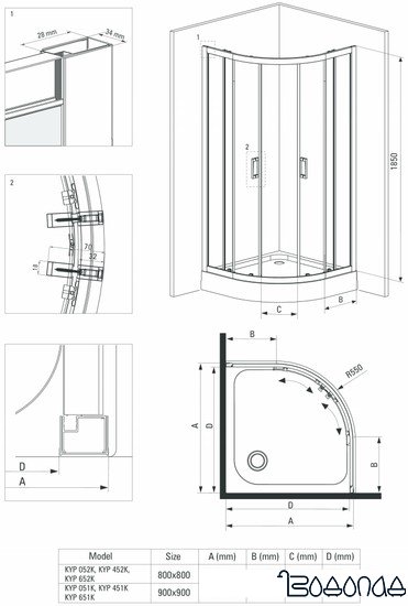 Душевой уголок Deante Funkia 80x80 KYP N52K