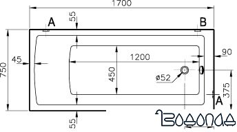 Ванна Vitra Neon 170x75 (прямоугольная)