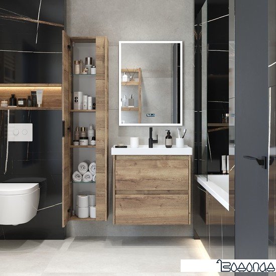 Briz Тумба подвесная Берн 60 с умывальником Грэйс фото 3