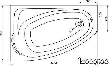 Ванна Kolo Mystery 140x90 L [XWA3741000] фото 3
