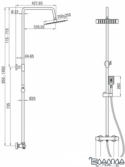 Душевая система Deante Alpinia NAC 01LT