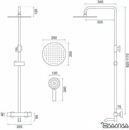 Душевая система Rea Lungo REA-P4114 (золотой) фото 4