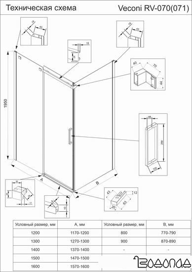 Душевой уголок Veconi RV-071 RV071-14090PR-01-19C4 фото 3