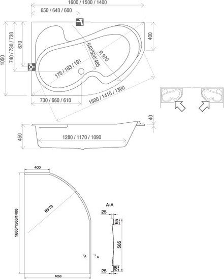 Ванна Ravak Rosa 105x160