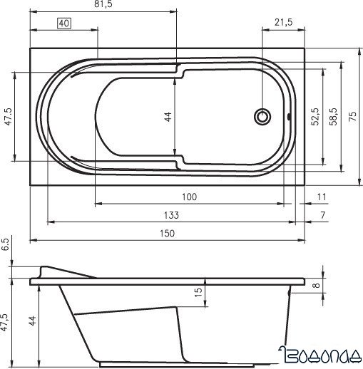 Ванна Riho Columbia 150x75