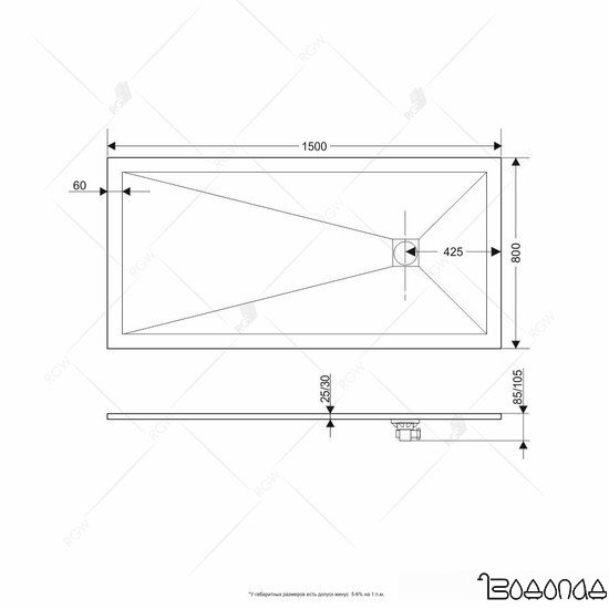 Душевой поддон RGW ST-0158W 16152815-01 80x150 фото 3