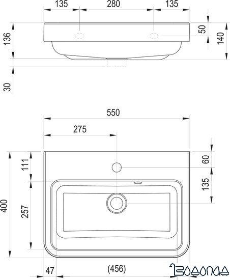 Умывальник Ravak BeHappy II XJA01155000 фото 3