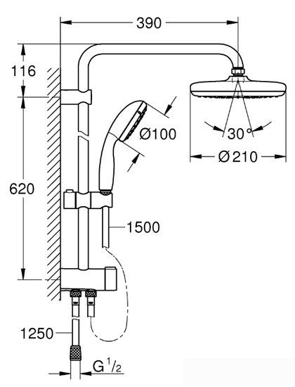 Душевая система Grohe Vitalio Start System 210 26538000