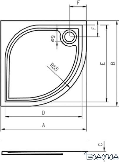 Душевой поддон Riho Kolping закругленный 90x90 [DB14] фото 3