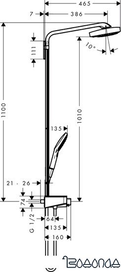 Душевая система Hansgrohe Raindance Select E 300 3jet Showerpipe [27127000]