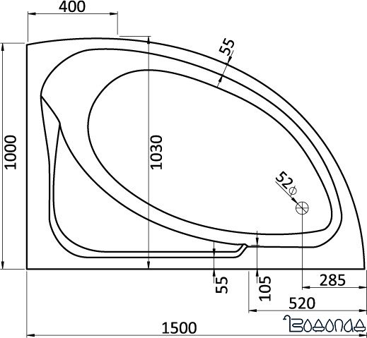 Ванна Santek Гоа 150x100 R [1WH112032]