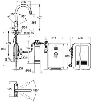 Смеситель Grohe Blue Chilled and Sparkling 31323000 фото 2
