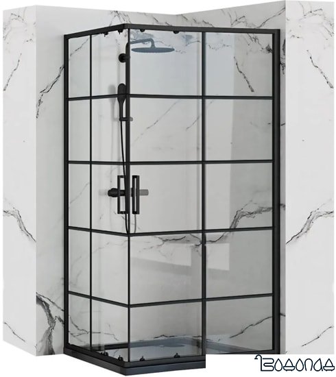 Душевой уголок Rea Concept 100x80 (черный/прозрачное стекло) фото 1