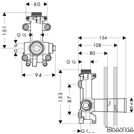 Скрытый механизм Axor ShowerCollection 28486180